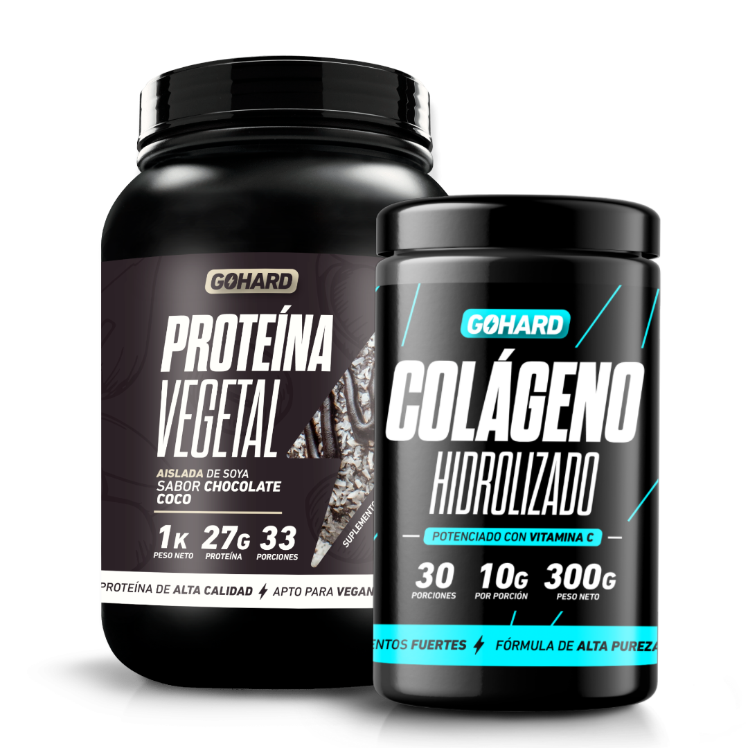 PACK PROTEINA VEGETAL+ COLAGENO HIDROLIZADO GO HARD - CHOCOLATE COCO - 1