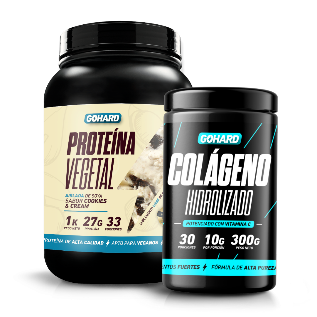 PACK PROTEINA VEGETAL+ COLAGENO HIDROLIZADO GO HARD - COOKIES AND CREAM - 1