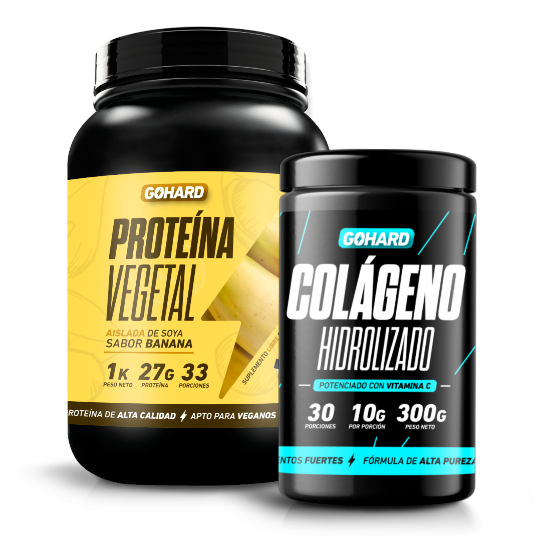PACK PROTEINA VEGETAL+ COLAGENO HIDROLIZADO GO HARD - BANANA - 1