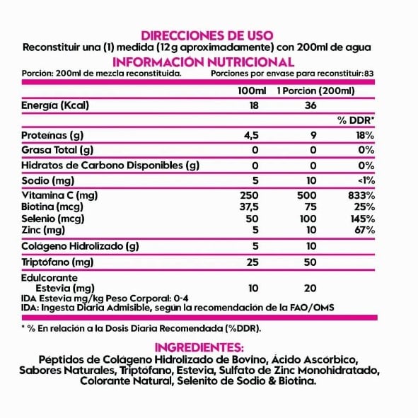 SUPLEMENTO ITALO GROTTINI PEPTIDOS COLAGENO HIDROLIZADO FRUTOS PATAGONICOS POLVO 1 KG 83 SERVICIOS - 2