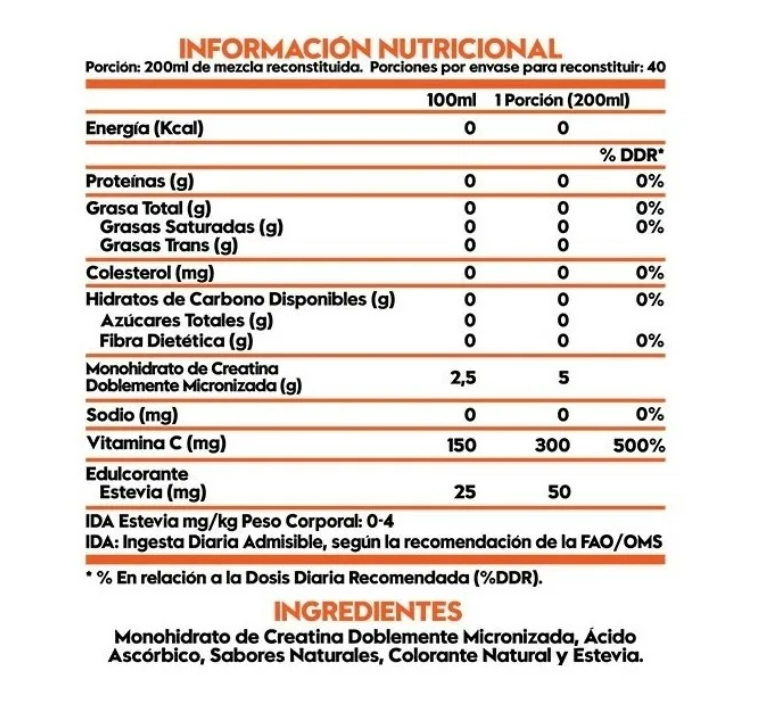 CREATINA DOBLEMENTE MICRONIZADA 216GR NARANJA - 2