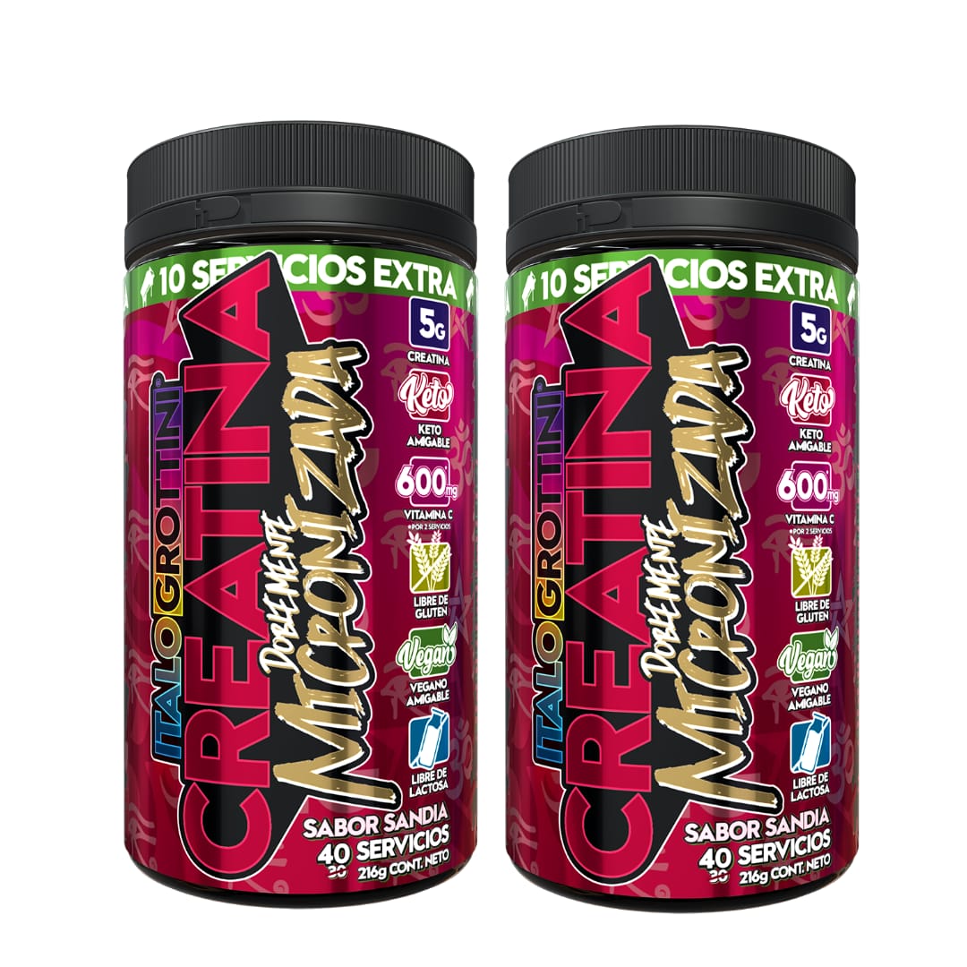 2 FRASCOS CREATINA MONOHIDRATO - 40 SERV C/U - SANDIA - 1