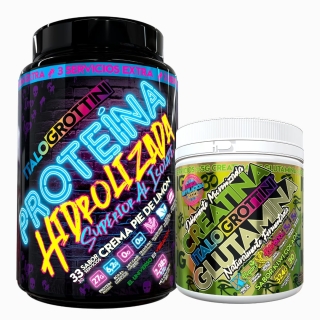 PACK ITALO GROTTINI HIDROLIZADA ISOLATE PIE DE LIMON 33SV 2,3LB + CREATINA GLUTAMINA 30SV KIWI 324G - 1