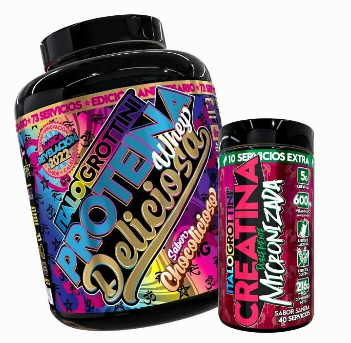 PACK ITALO GROTTINI PROTEINA WHEY DELICIOSA CHOCOLICIOSA + CREATINA 40 SERV - 1