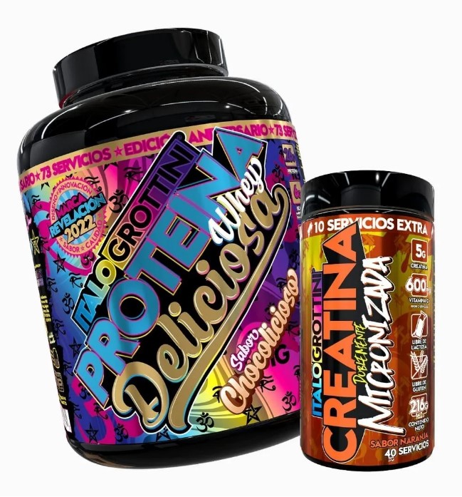 PACK ITALO GROTTINI PROTEINA WHEY DELICIOSA CHOCOLICIOSA + CREATINA 40 SERV - 1