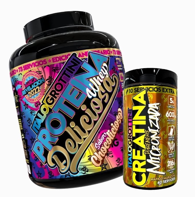 PACK ITALO GROTTINI PROTEINA WHEY DELICIOSA CHOCOLICIOSA + CREATINA 40 SERV - 1