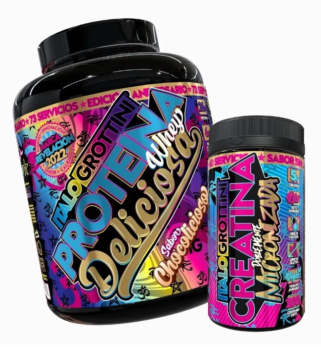 PACK ITALO GROTTINI PROTEINA WHEY DELICIOSA CHOCOLICIOSA + CREATINA 40 SERV - 1