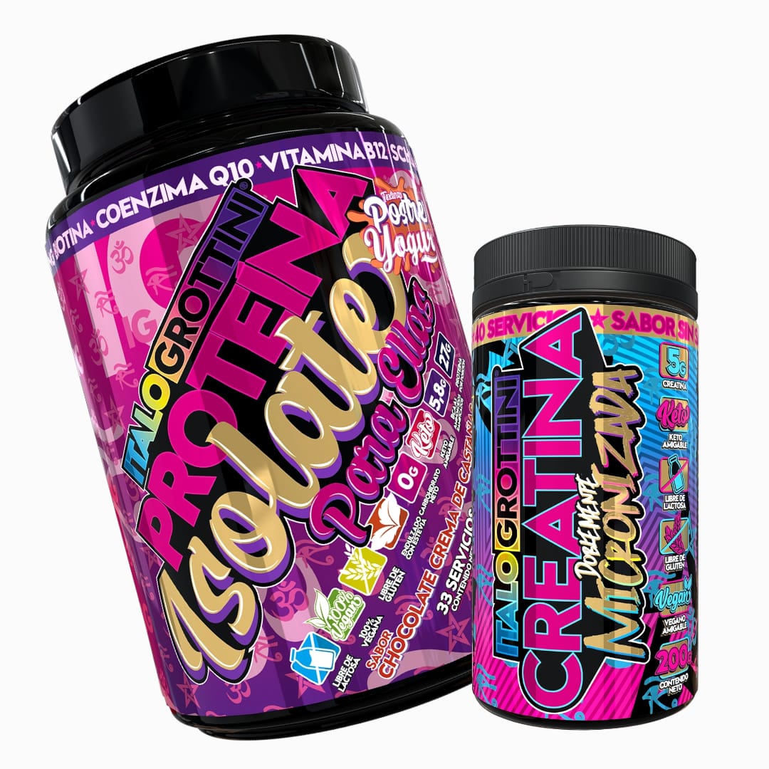 PROTEINA ITALO GROTTINI ELLAS CASTAÑA POLVO + CREATINA 40SV SIN SABOR - 1
