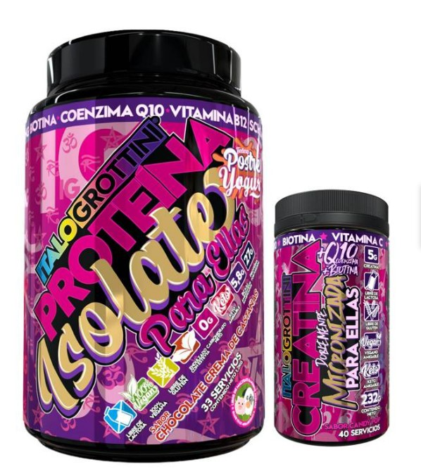PROTEINA ITALO GROTTINI ELLAS CASTAÑA POLVO + CREATINA 40SV CANDY POP - 1