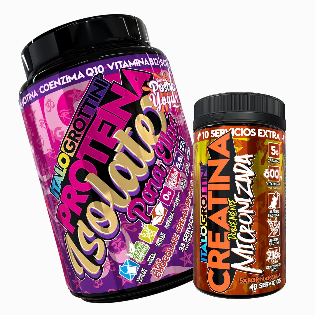 PROTEINA ITALO GROTTINI ELLAS CASTAÑA POLVO + CREATINA 40SV NARANJA - 1