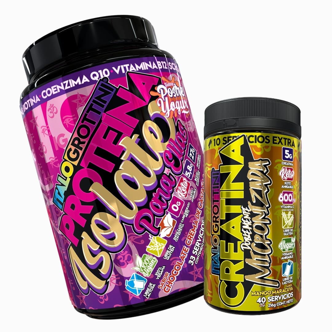 PROTEINA ITALO GROTTINI ELLAS CASTAÑA POLVO + CREATINA 40SV MANGO - 1