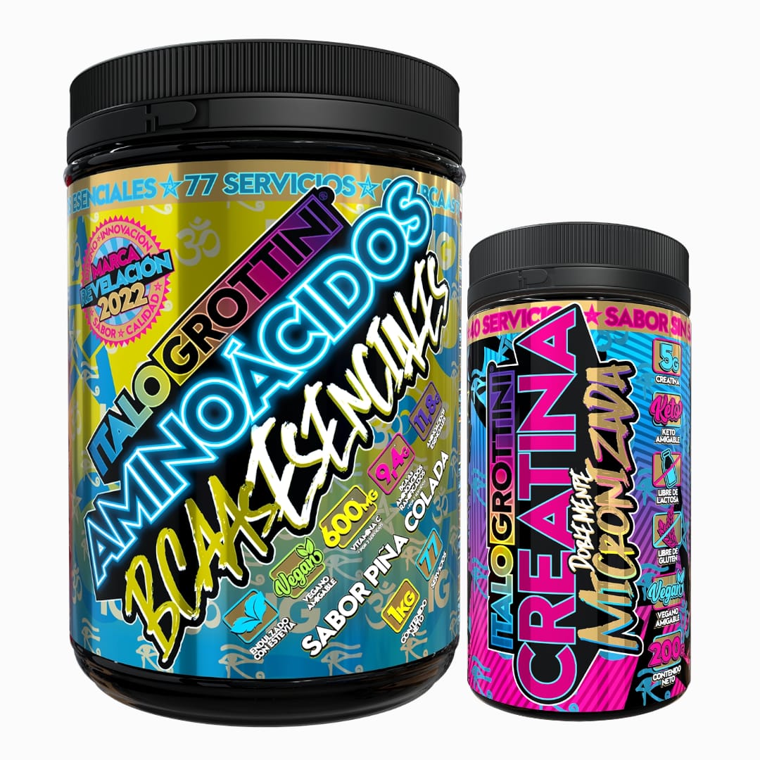 AMINOACIDOS ITALO GROTTINI & BCAAS ESENCIALES POLVO + CREATINA 40 SV SIN SABOR - 1