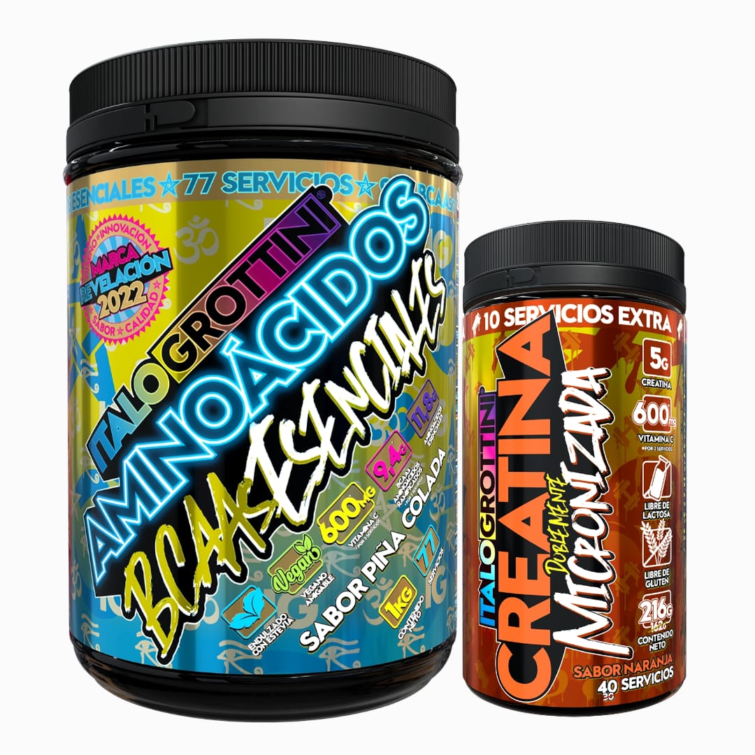AMINOACIDOS ITALO GROTTINI & BCAAS ESENCIALES POLVO + CREATINA 40 NARANJA - 1