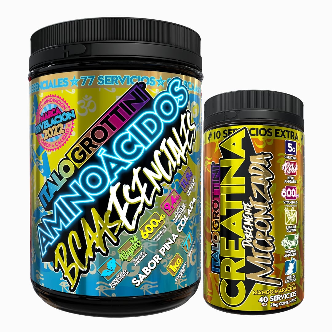 AMINOACIDOS ITALO GROTTINI & BCAAS ESENCIALES POLVO + CREATINA 40 SV MANGO MARACUYA - 1
