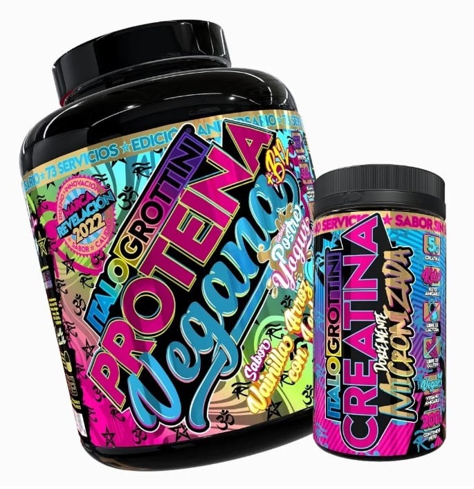PROTEINA ITALO GROTTINI VEGANA VAINILLA POLVO + CREATINA 40 SV SIN SABOR - 1