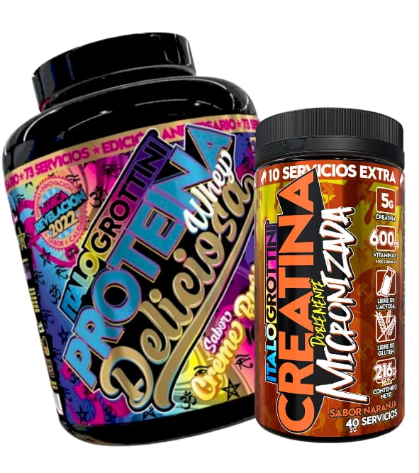 PACK ITALO GROTTINI PROTEINA WHEY DELICIOSA CREME BRULEE 5 LIBRAS + CREATINA DOBLEMENTE MICRONIZADA - 1