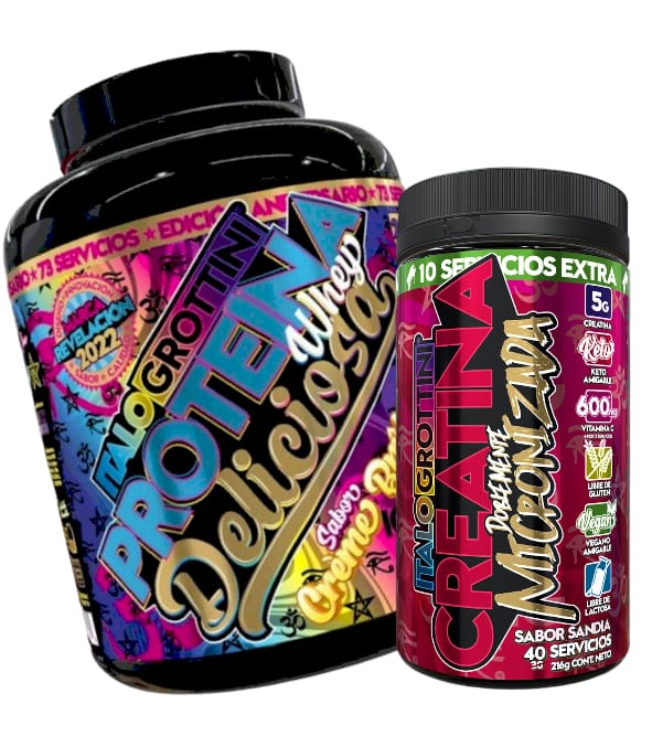 PACK ITALO GROTTINI PROTEINA WHEY DELICIOSA CREME BRULEE 5 LIBRAS + CREATINA DOBLEMENTE MICRONIZADA - 1