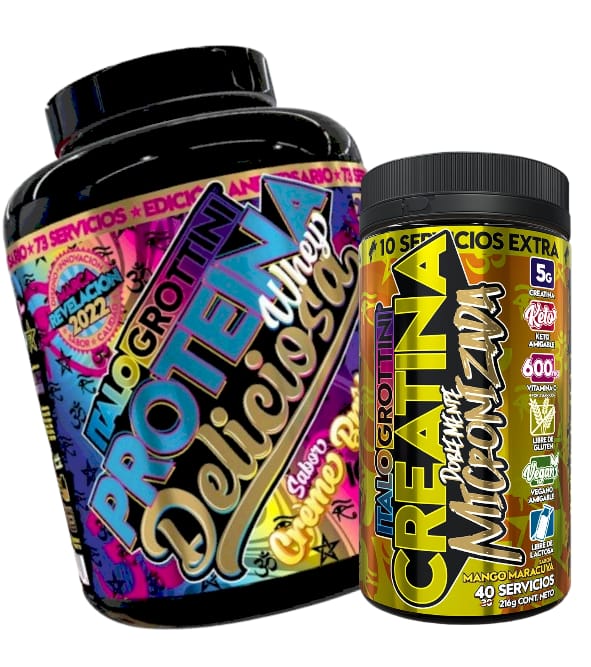 PACK ITALO GROTTINI PROTEINA WHEY DELICIOSA CREME BRULEE 5 LIBRAS + CREATINA DOBLEMENTE MICRONIZADA - 1