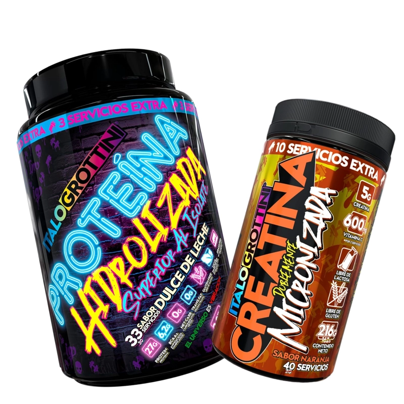 PROTEINA HIDROLIZADA DULCE DE LECHE 2,3 LB + CREATINA 40 SV NARANJA - 1