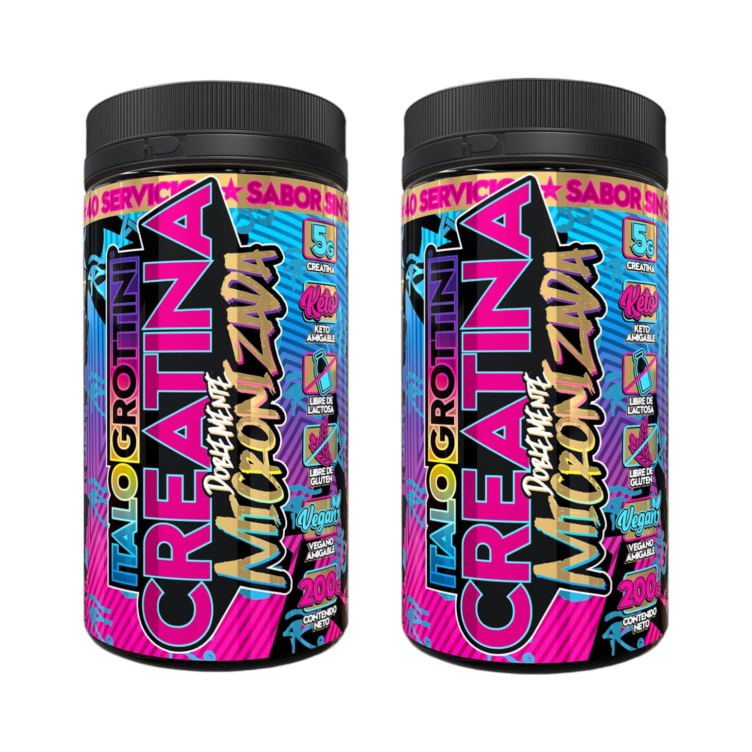 PACK 2 FRASCOS CREATINA ITALO GROTTINI MONOHIDRATO SIN SABOR POLVO 40 SERV C/U - 1