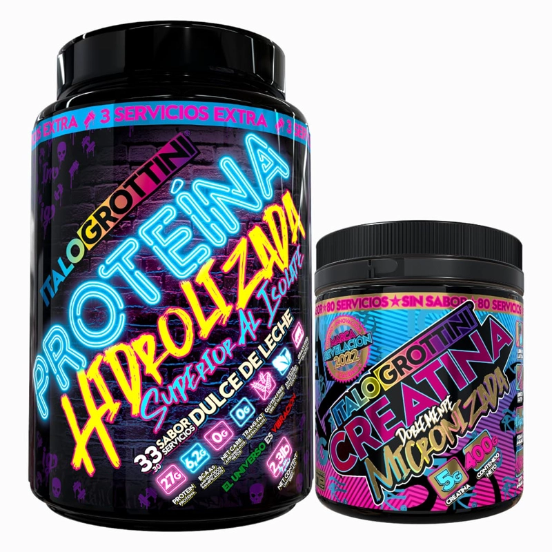 PROTEINA HIDROLIZADA 2,3LB DULCE DE LECHE + CREATINA 400GR SIN SABOR - 1