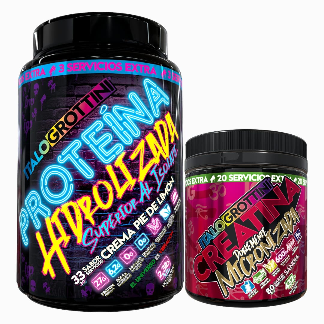 PROTEINA ITALO GROTTINI HIDROLIZADA CREMA PIE LIMON POLVO 2.3 LB + CREATINA 440 GR SANDIA - 1