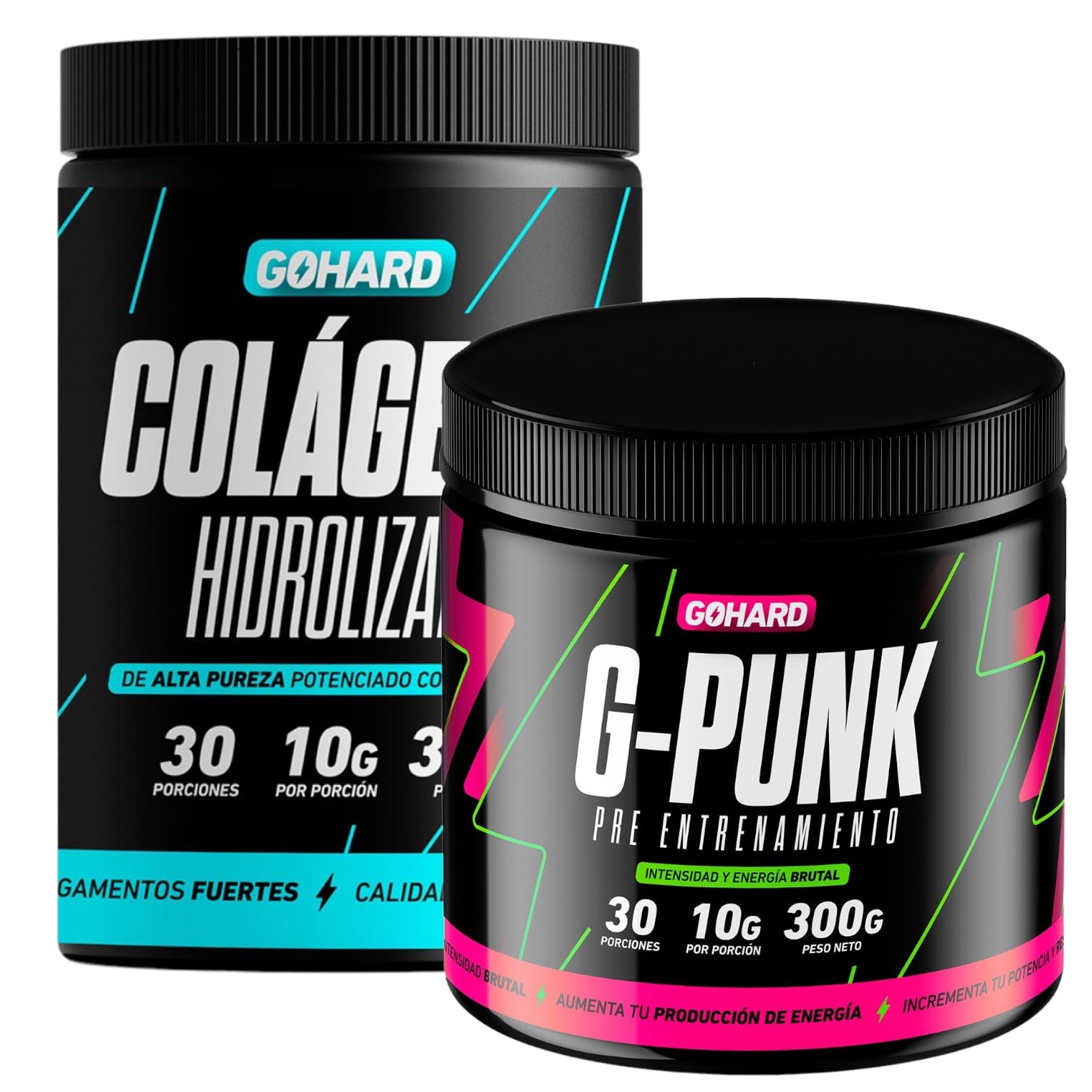 COLAGENO GOHARD 30 SERV POLVO 300 GR + PRE ENTRENAMIENTO G-PUNK 30 SERV - 1