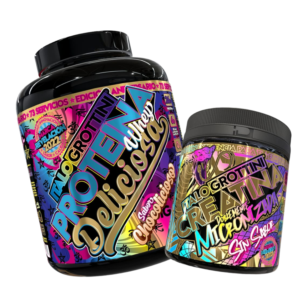 CREATINA ITALO GROTTINI MONOHIDRATADA 300 GR PACK PROTEÍNA WHEY CHOCOLICIOSO 5 LB - 1
