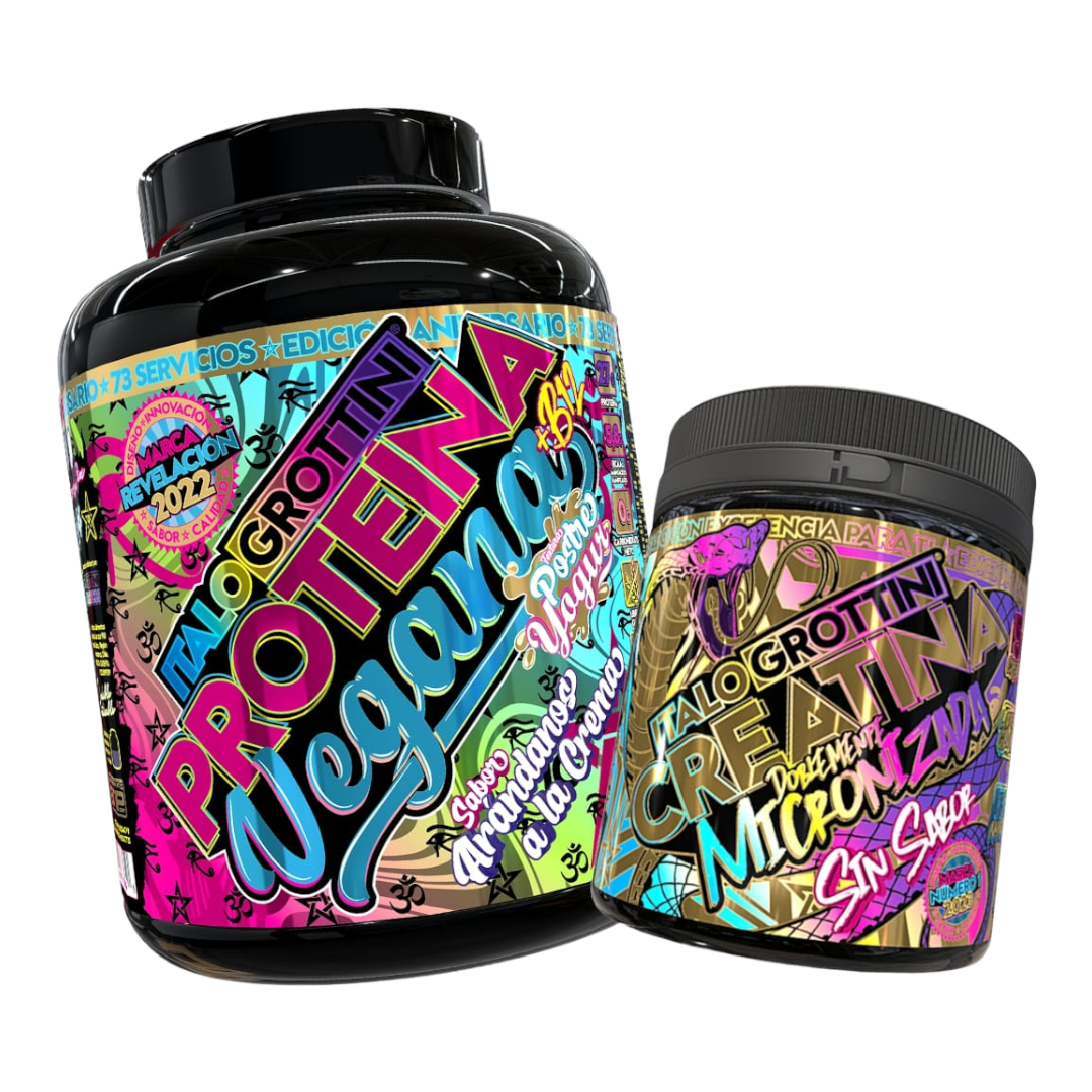 CREATINA ITALO GROTTINI MONOHIDRATADA 300GR PACK PROTEINA VEGANA ARANDANOS CREMA 5LB - 1