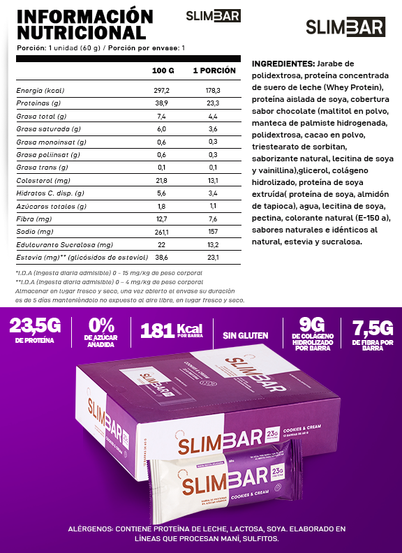 PACK X12 BARRAS DE PROTEÍNA SLIM BAR BOX CON 20 A 23GR DE PROTEÍNA 60GR - 2