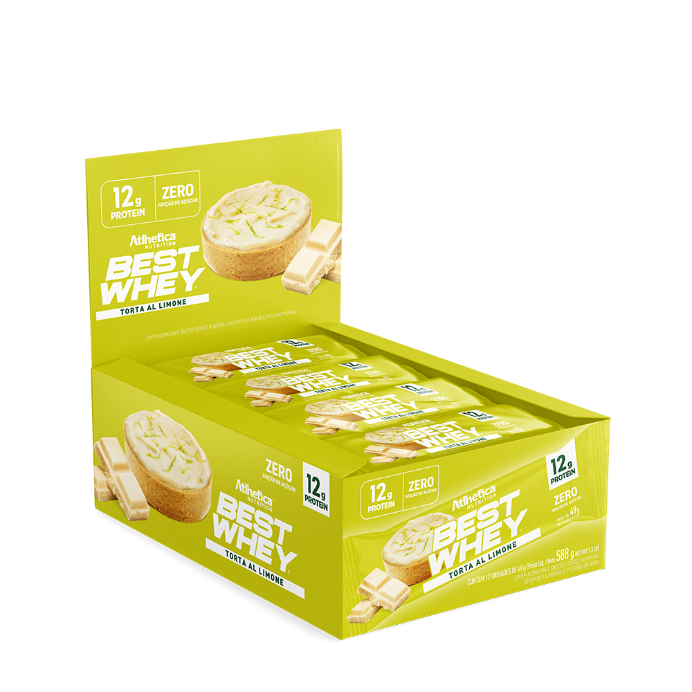 PROTEÍNA ATLHETICA NUTRITION 12 BARRAS BEST WHEY 12G - SABORES - 1