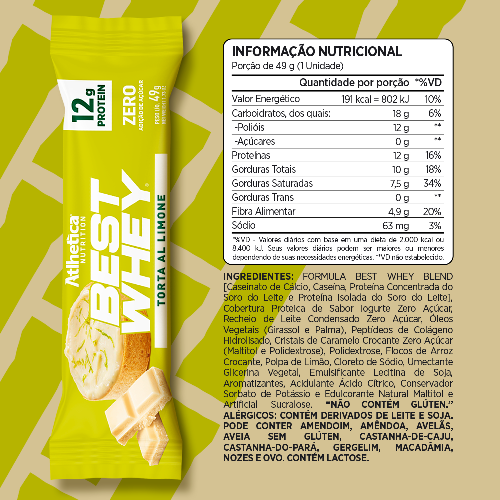 PROTEÍNA ATLHETICA NUTRITION 12 BARRAS BEST WHEY 12G - SABORES - 2