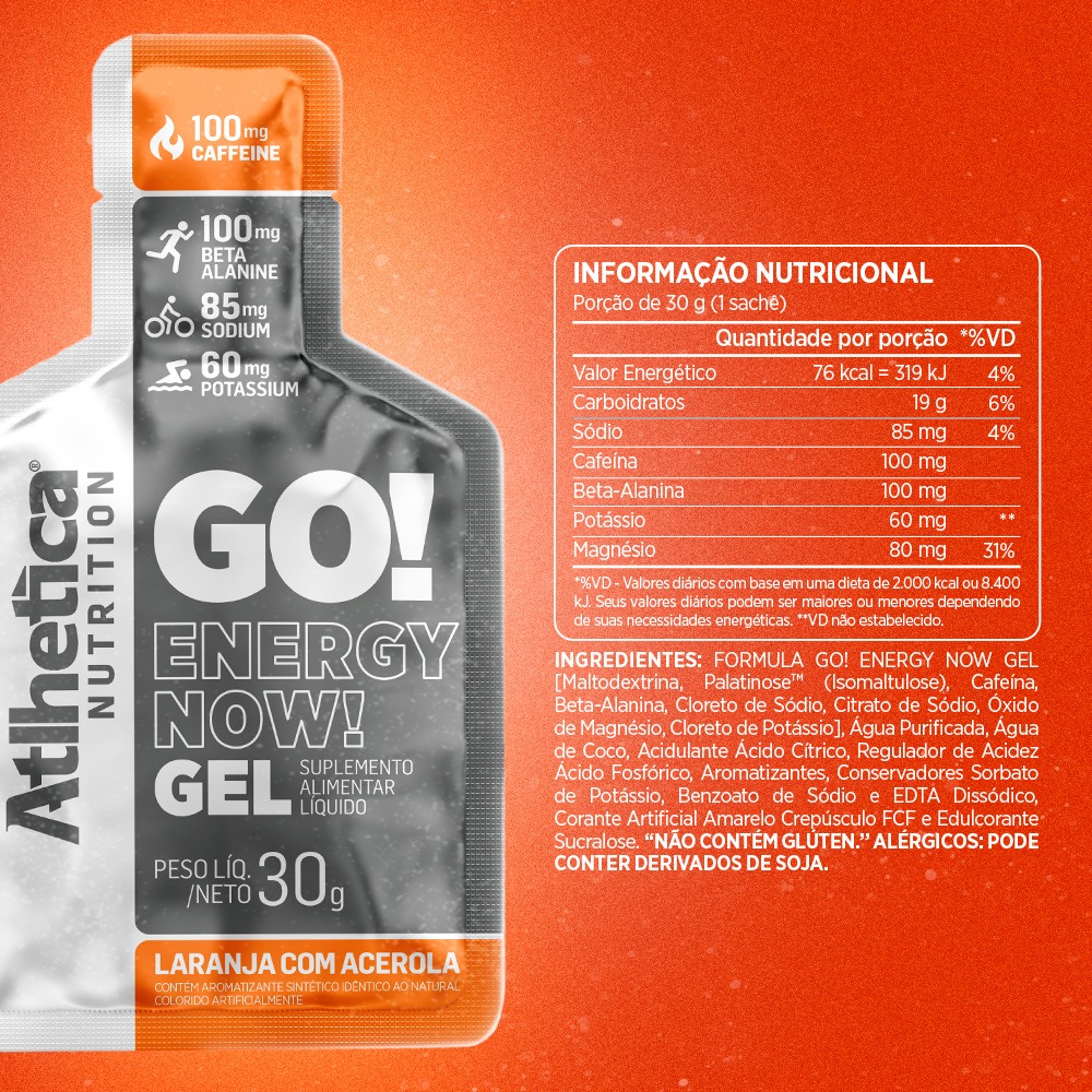 GEL ENERGIZANTE ATLHETICA NUTRITION GO! 10 UNIDADES NARANJA - 2