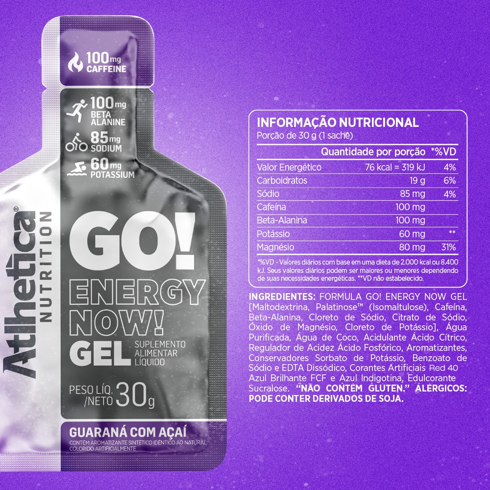 GEL ENERGIZANTE GO! 10 UNIDADES GUARANA CON ACAÌ - ATLHETICA - 2