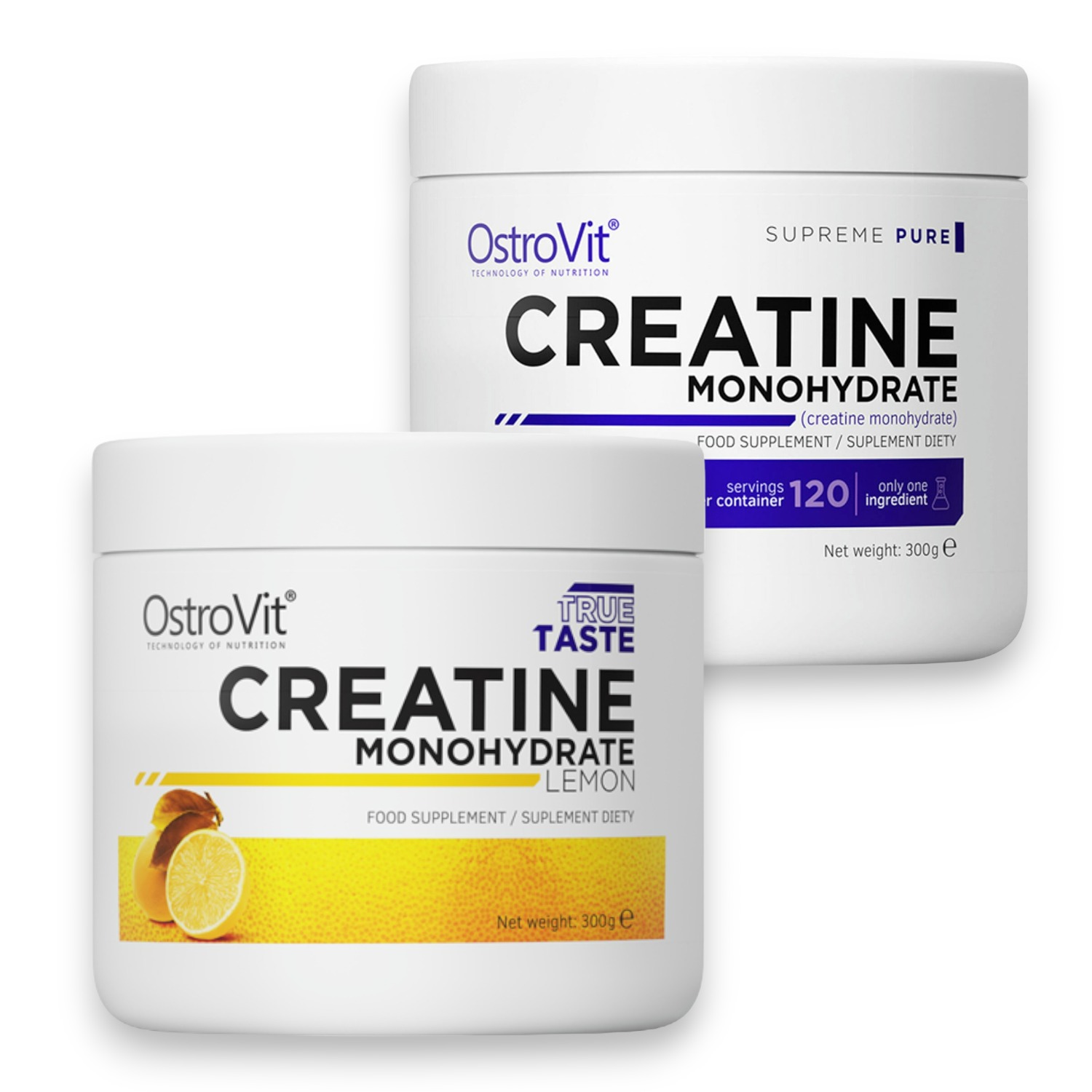PACK 2 CREATINAS OSTROVIT MONOHIDRATADAS 300 GR LIMÓN SIN SABOR - 1
