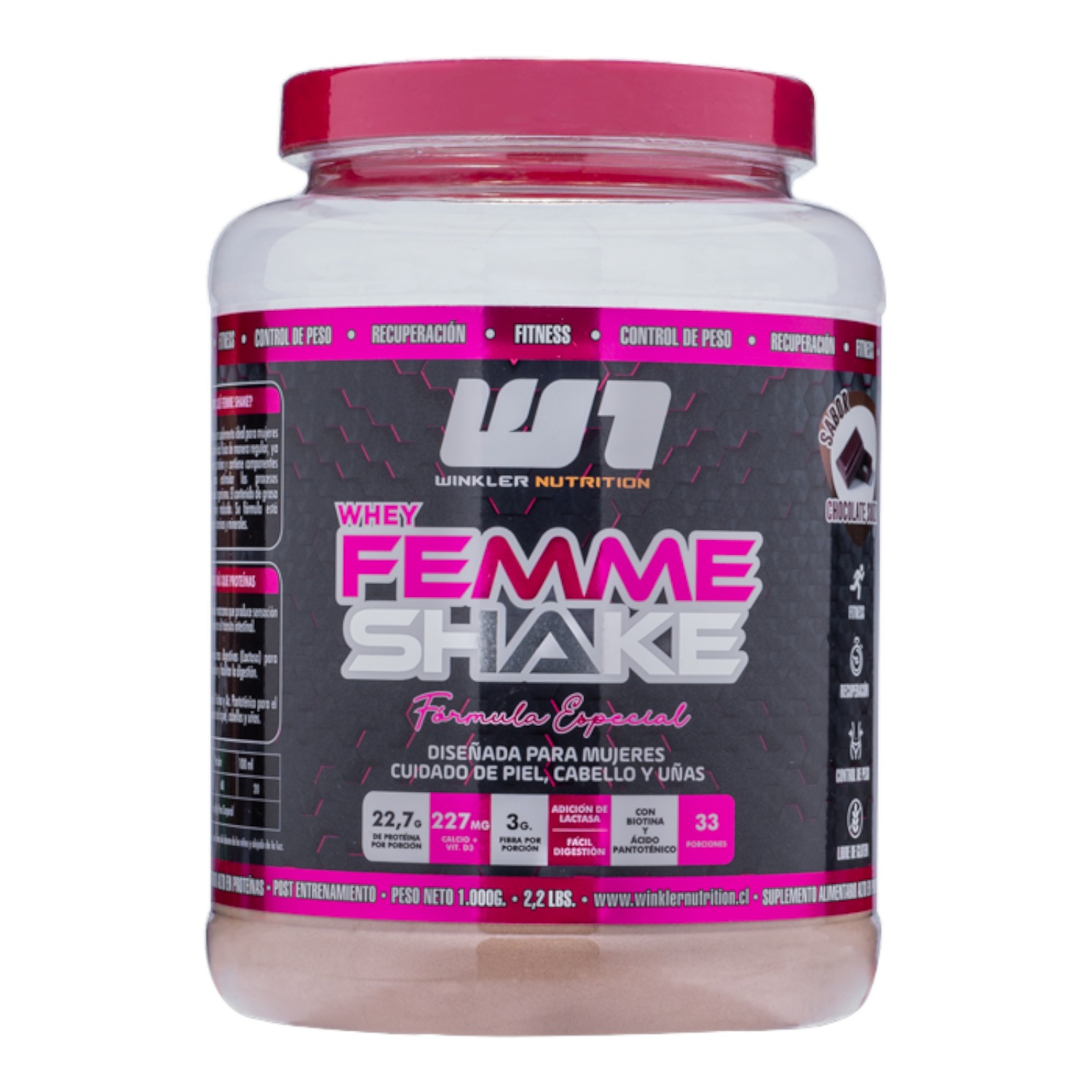 PROTEÍNA FEMME SHAKE 1KG - 33SV 4 SABORES - WINKLER NUTRITION - 1