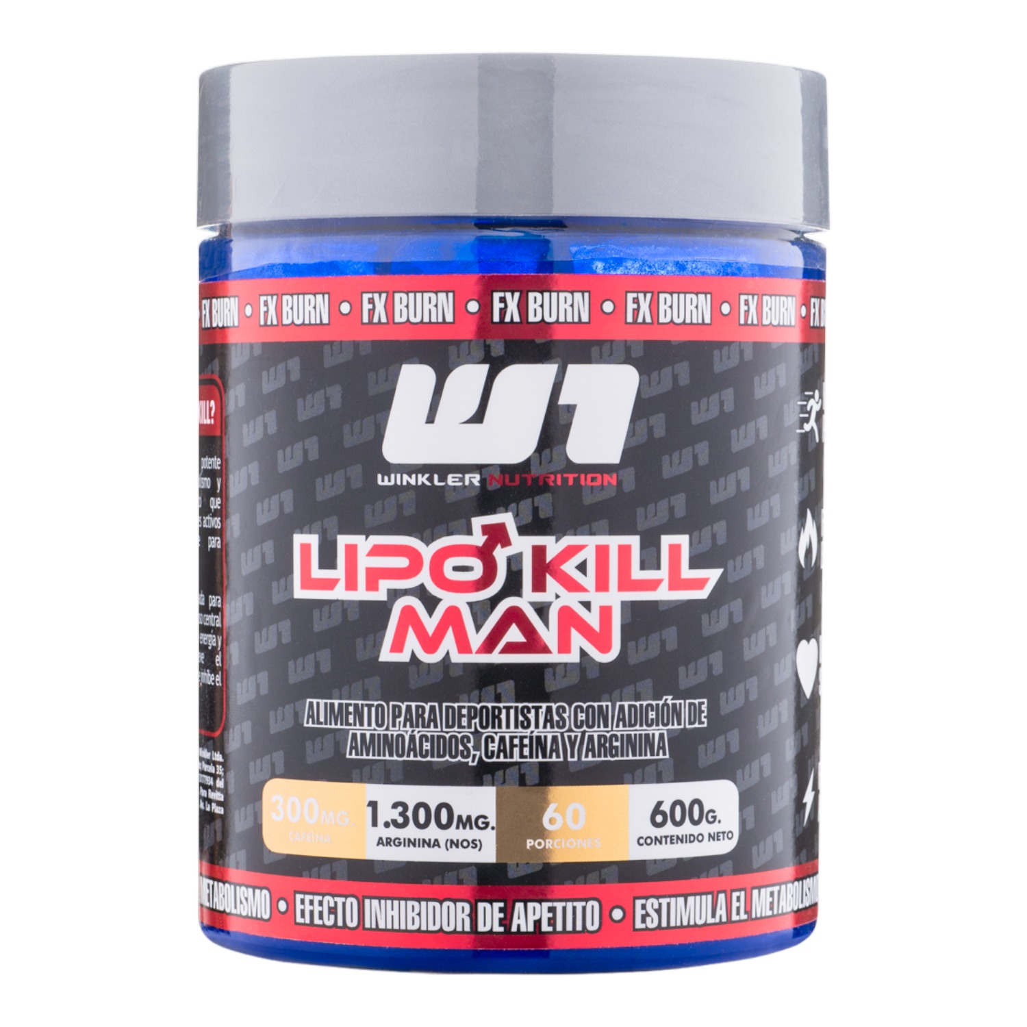 QUEMADOR DE GRASA WINKLER NUTRITION TERMOGÉNICO POLVO LIPO KILL MAN 600 GRS LIMÓN - 1