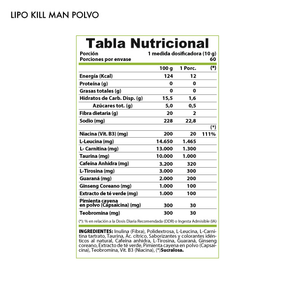 QUEMADOR DE GRASA WINKLER NUTRITION TERMOGÉNICO POLVO LIPO KILL MAN 600 GRS LIMÓN - 2