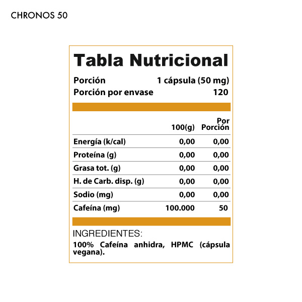 CAFEÍNA WINKLER NUTRITION CAFEINA ANHIDRA CHRONOS 5.0 50 MG 120 CÁPSULAS - 2