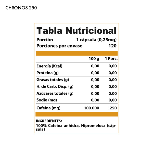 CAFEÍNA WINKLER NUTRITION CAFEINA ANHIDRA CHRONOS 250 MG 120 CÁPSULAS - 2