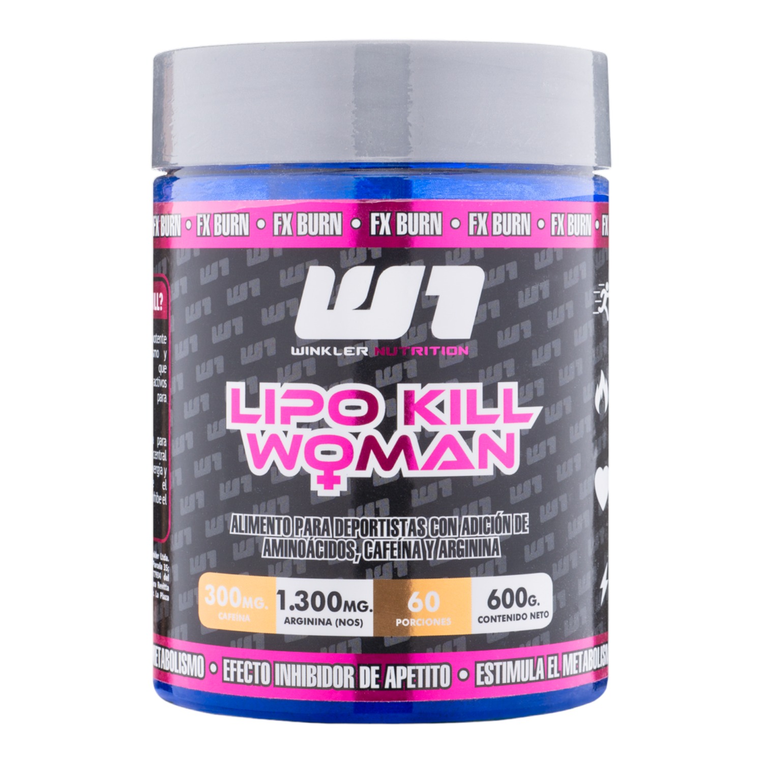 QUEMADOR DE GRASA WINKLER NUTRITION TERMOGÉNICO POLVO LIPO KILL MUJER 600 GRS PIÑA - 1