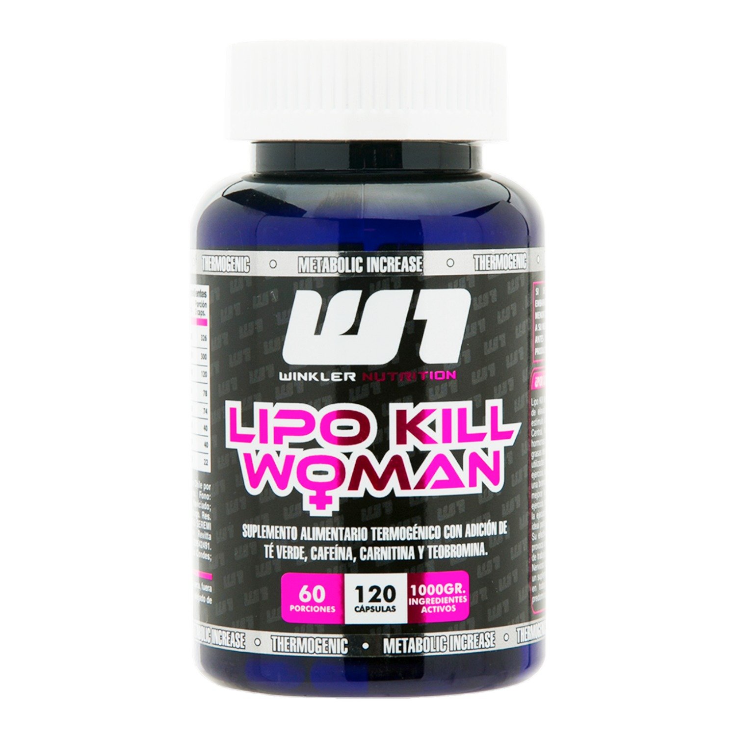 QUEMADOR DE GRASA WINKLER NUTRITION TERMOGÉNICO LIPO KILL MUJER 120 CÁPSULAS - 1