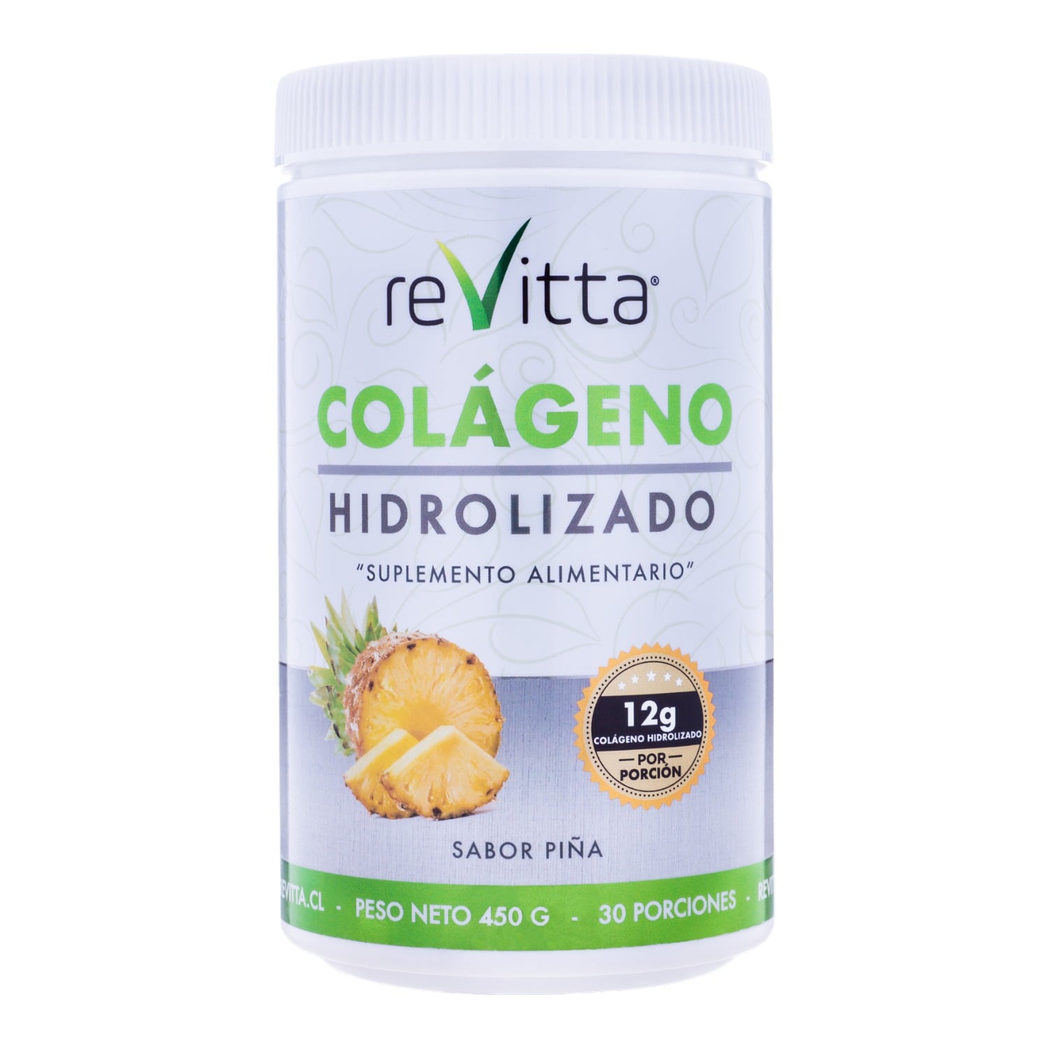 COLÁGENO HIDROLIZADO REVITTA + VITAMINAS PIÑA 450 GRS 30 SERVICIOS - 1