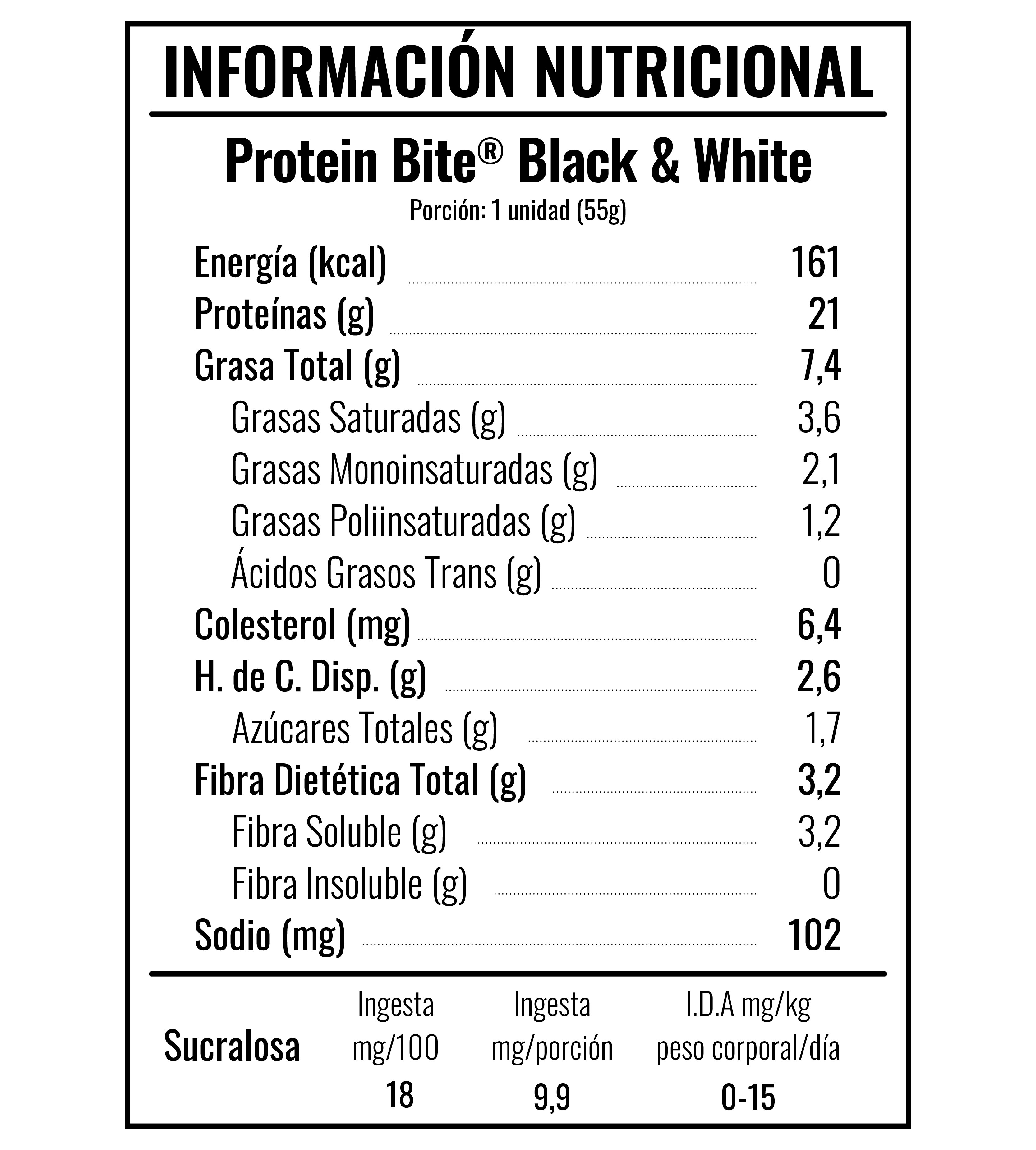 PROTEÍNA YOUR GOAL 4 BARRITAS PROTEIN BITE BLACK & WHITE 21GR PROTEIN - 2