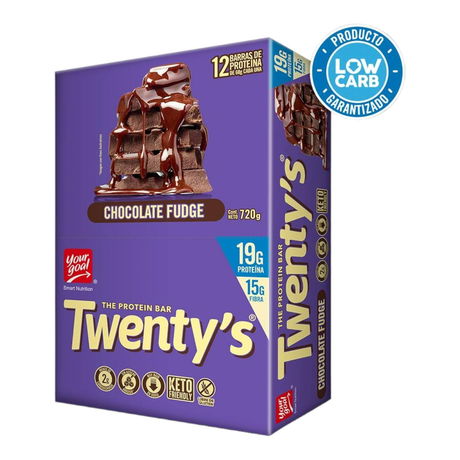 12 BARRITAS TWENTY'S CHOCOLATE FUDGE - 19GR PROTEÍNA - YOUR GOAL - 1