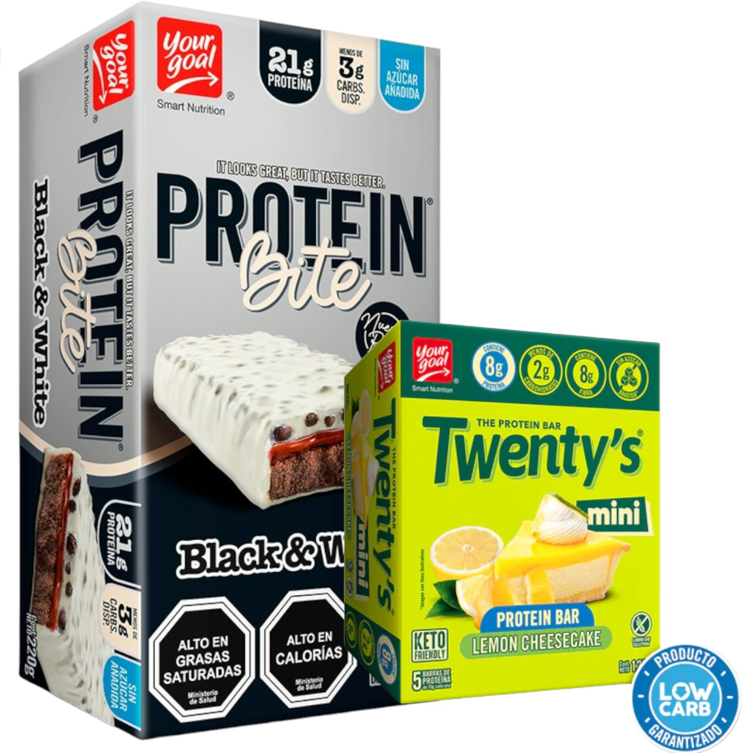 PACK PROTEIN BITE YOUR GOAL BLACK & WHITE Y MINI TWENTYS LEMON CHEESECAKE - 1