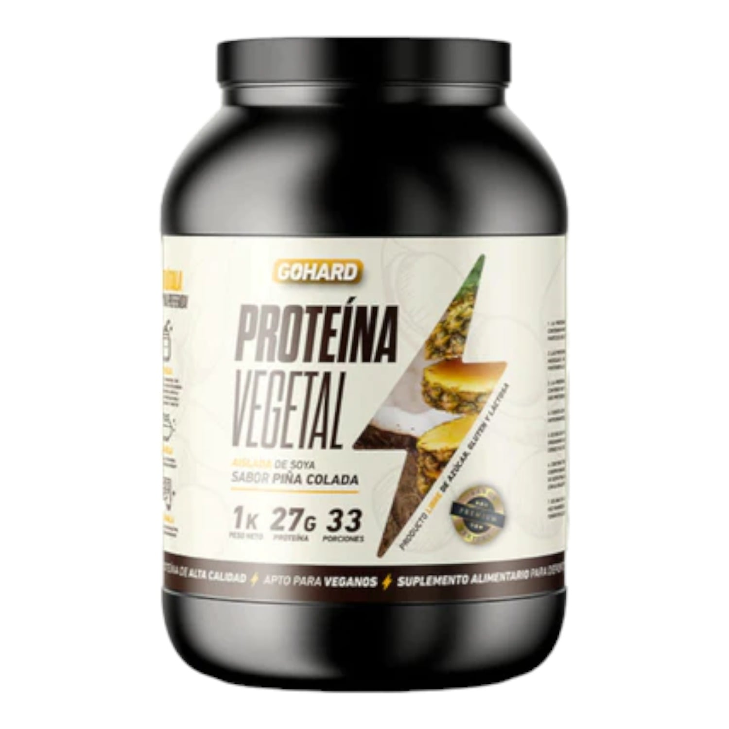 PROTEÍNA GOHARD VEGETAL 1KG 33 SERVICIOS PIÑA COLADA - 1