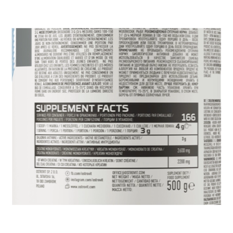 CREATINA OSTROVIT MONOHIDRATADA 500 GR - 2