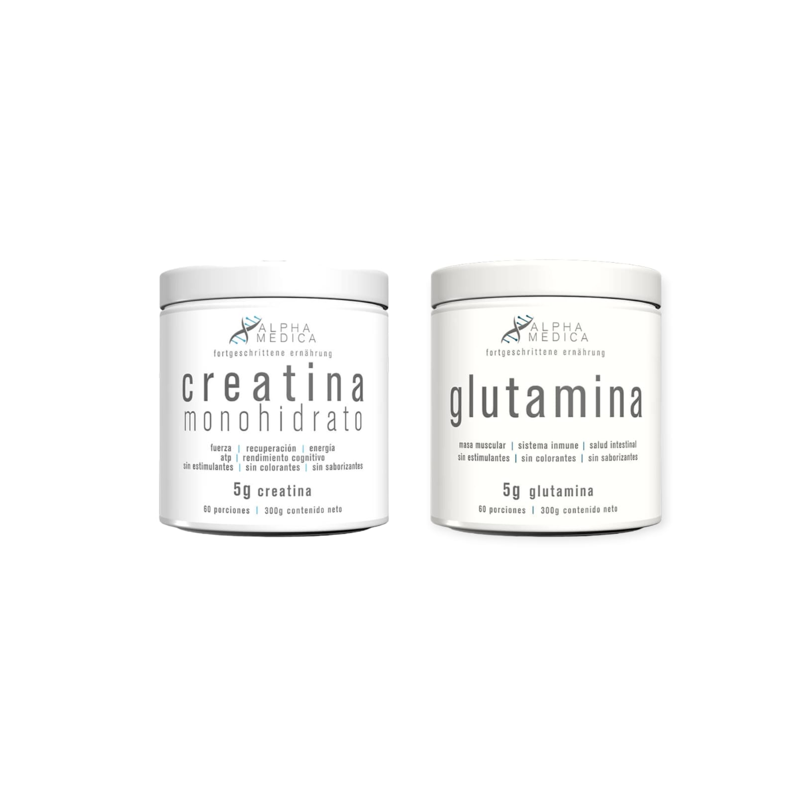 SET ALPHA MEDICA CREATINA 300 GR + GLUTAMINA 300GR - 1