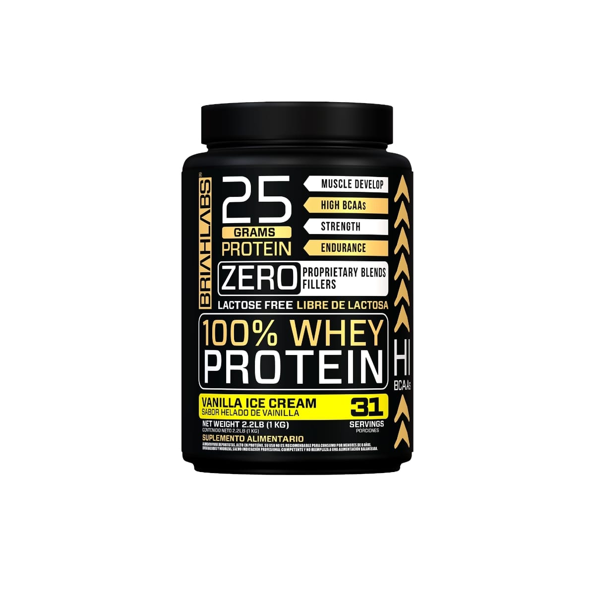 PROTEINA BRIAHLABS 100% WHEY PROTEIN VAINILLA 1 KG - 1